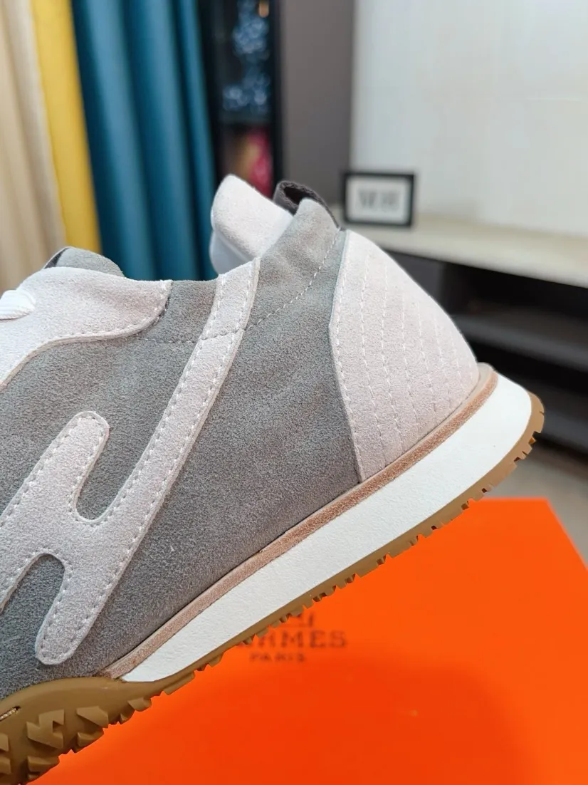 Men's shoes 💰480🌸🌸[HERMES] Hermès sneakers, the upper is made of calfskin and suede, imported materials, full of texture, the lightweight sole is decorated with contrasting patterns, creating a versatile fashion style. Size: 38-44, 45 customized